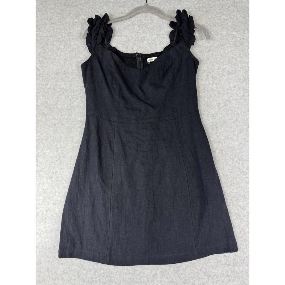 ABERCROMBIE & FITCH Puff Sleeve Black Mini Dress Medium Preppy Boho Beach